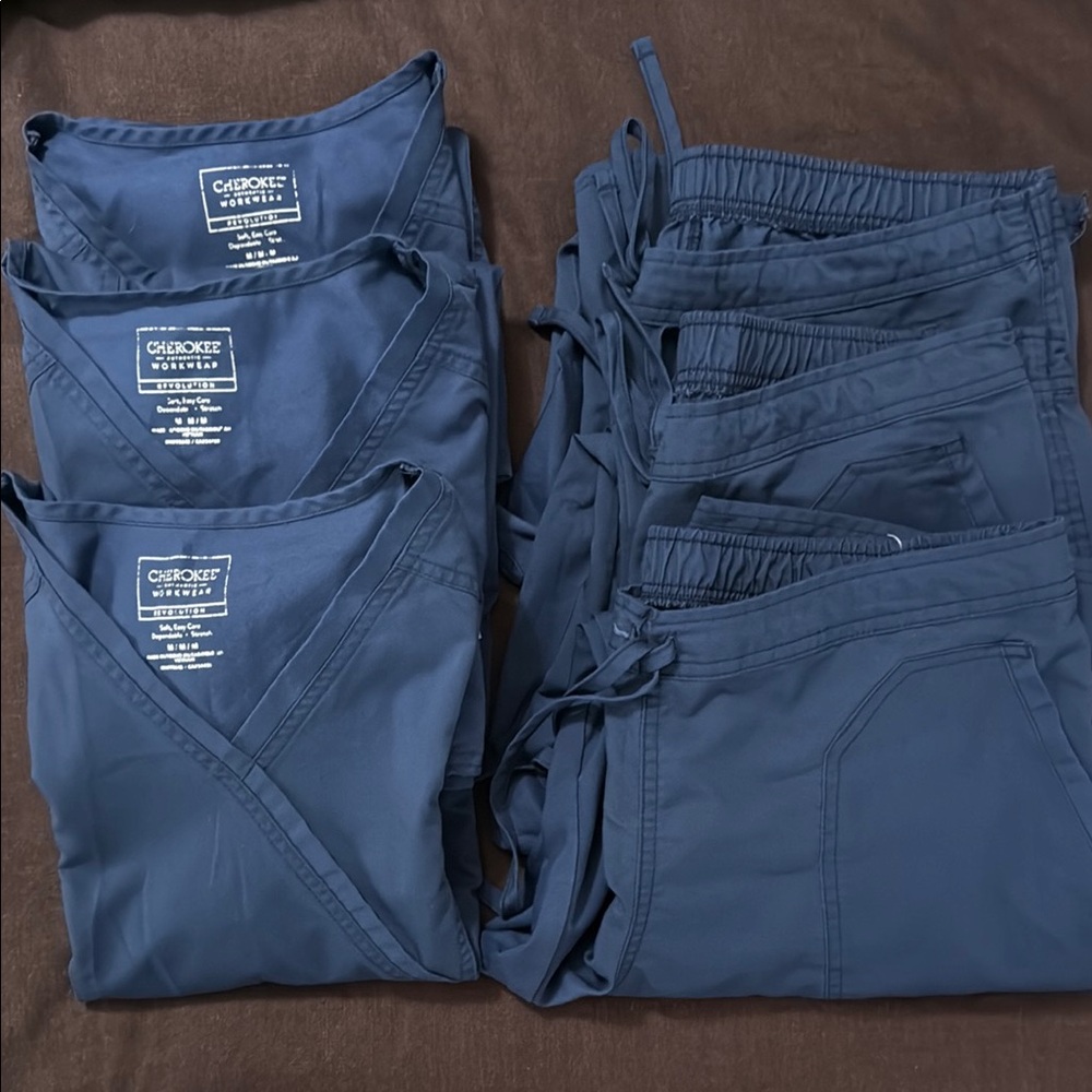 3 sets of Cherokee Women's Navy scrubs